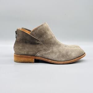 Kork Ease Boots Womens 7.5 Gray Suede Ankle Booties Back Zip Low Heel Shoes